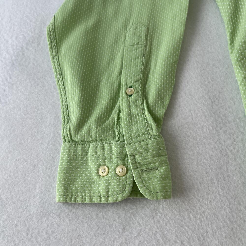 Vintage Tommy Hilfiger Shirt Mens Medium Green Dot Button Down Cotton Casual LS - Picture 3 of 14
